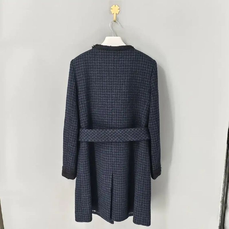 Chanel Chanel Blue Women's Coat with Belt 0089 Size S / US 4 / IT 40 - 2 Thumbnail