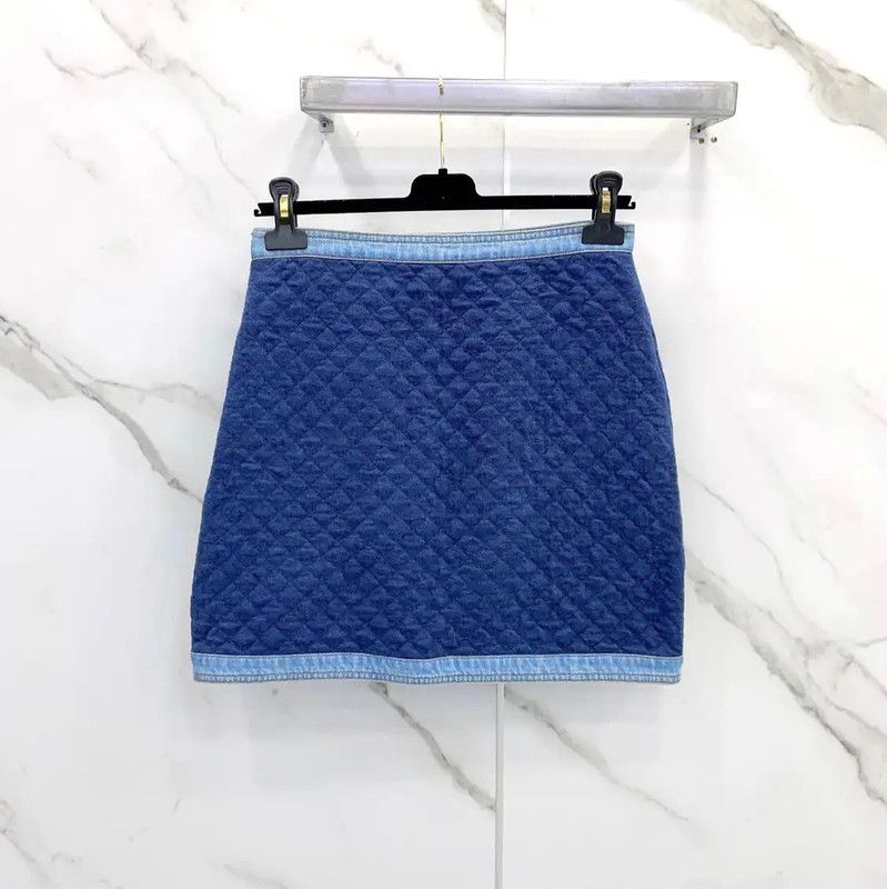 Chanel Chanel Blue Cotton Blend Short Skirt 0089 Size 23" - 2 Thumbnail