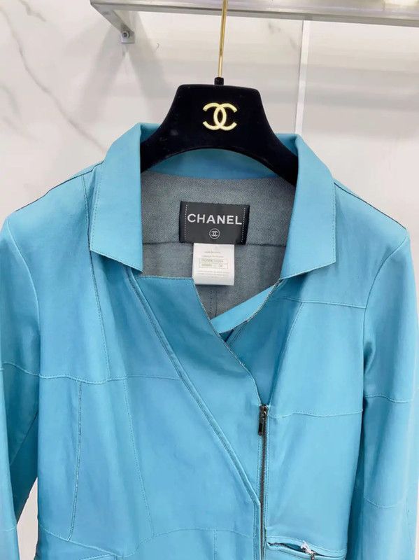 Chanel Chanel Blue Lambskin Women's Jacket 0089 Size S / US 4 / IT 40 - 4 Thumbnail