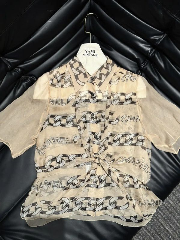 Chanel Chanel Silk Chain Print Shirt 0089 Size M / US 6-8 / IT 42-44 - 3 Thumbnail