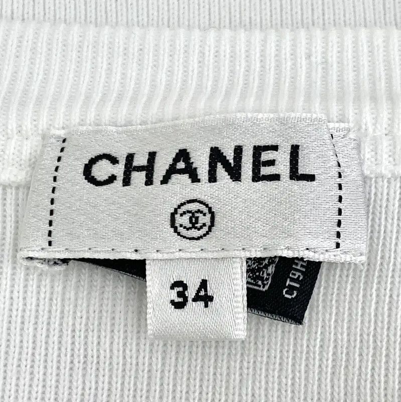 Chanel Chanel White Cotton T-Shirt with Floral Design 0089 Size XXS / US 00 / IT 34 - 6 Thumbnail