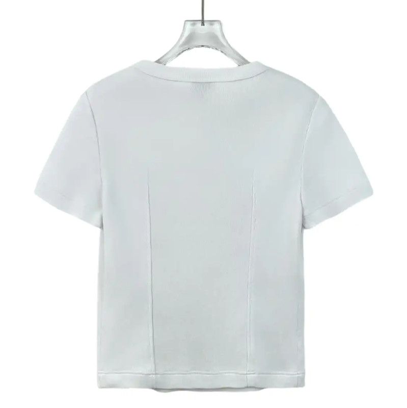 Chanel Chanel White Cotton T-Shirt with Floral Design 0089 Size XXS / US 00 / IT 34 - 2 Thumbnail