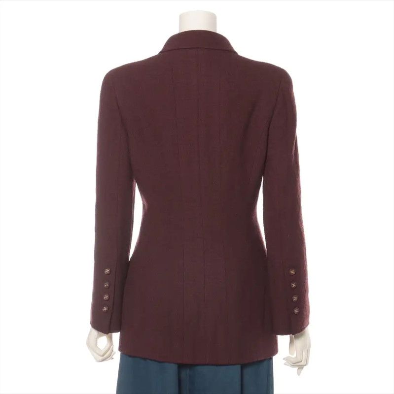 Chanel Chanel Burgundy Cotton Blend Women's Cardigan 0089 Size M / US 6-8 / IT 42-44 - 4 Thumbnail