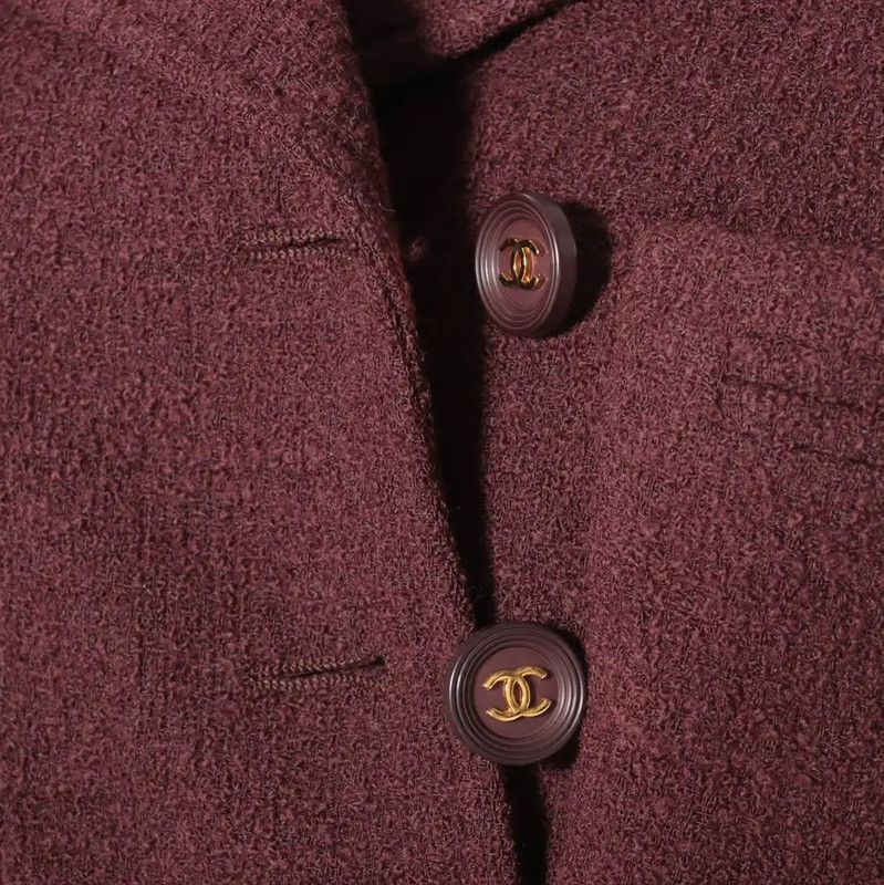 Chanel Chanel Burgundy Cotton Blend Women's Cardigan 0089 Size M / US 6-8 / IT 42-44 - 3 Thumbnail