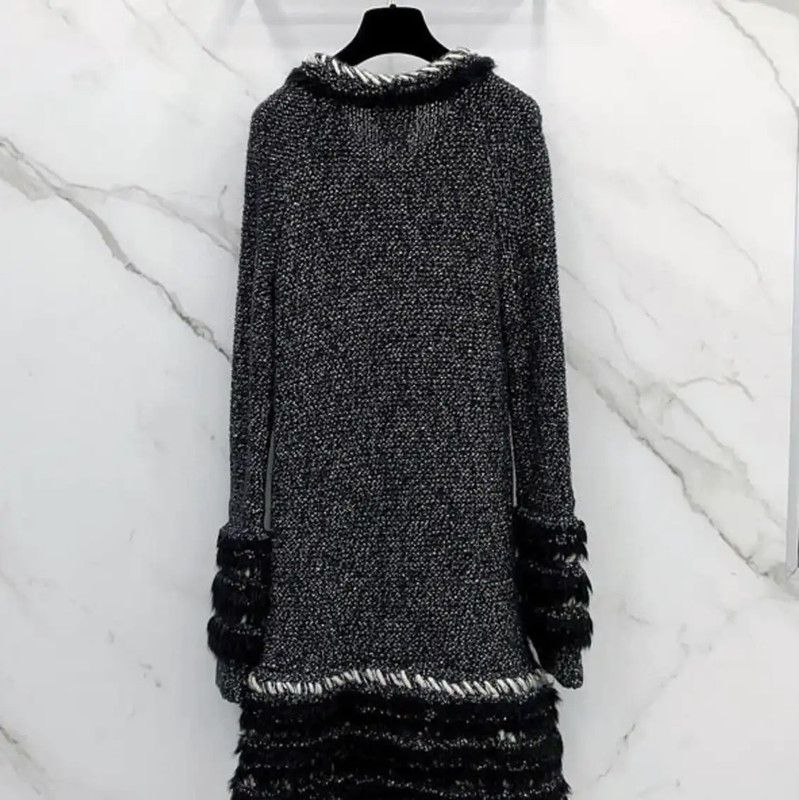 Chanel Chanel Black Long Sleeve Dress with Ruffles 0089 Size S / US 4 / IT 40 - 2 Thumbnail