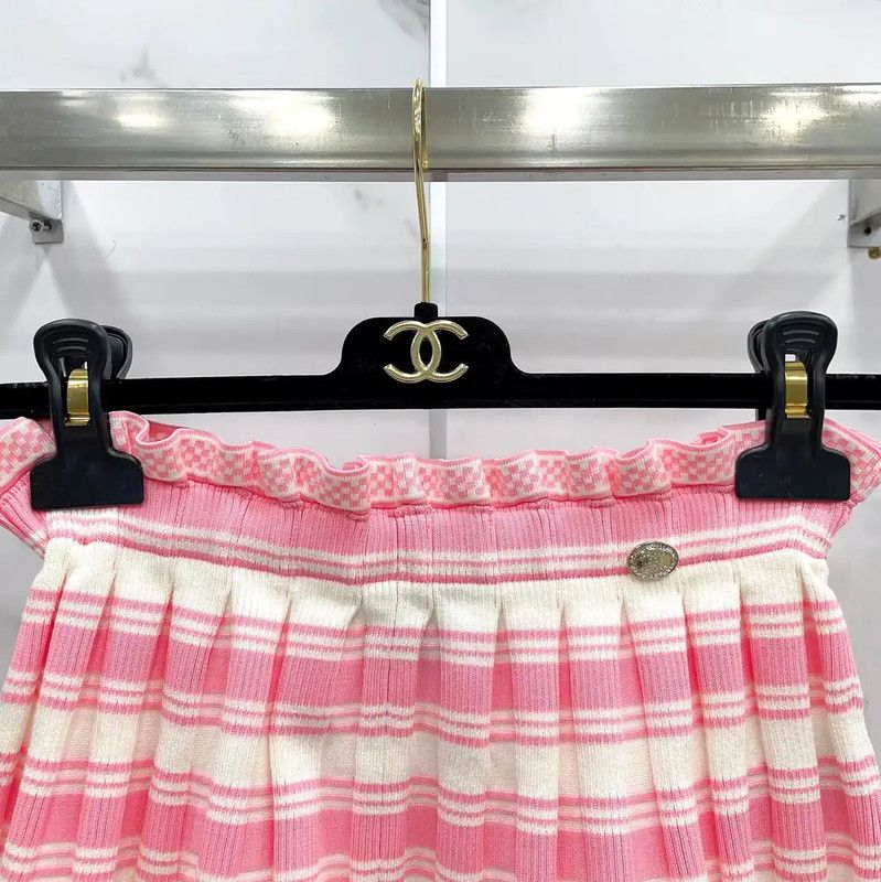Chanel Chanel Pink Cotton Blend Women's Skirt 0089 Size 23" - 3 Thumbnail
