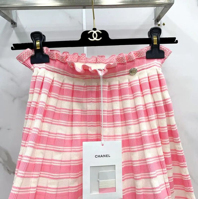 Chanel Chanel Pink Cotton Blend Women's Skirt 0089 Size 23" - 6 Thumbnail