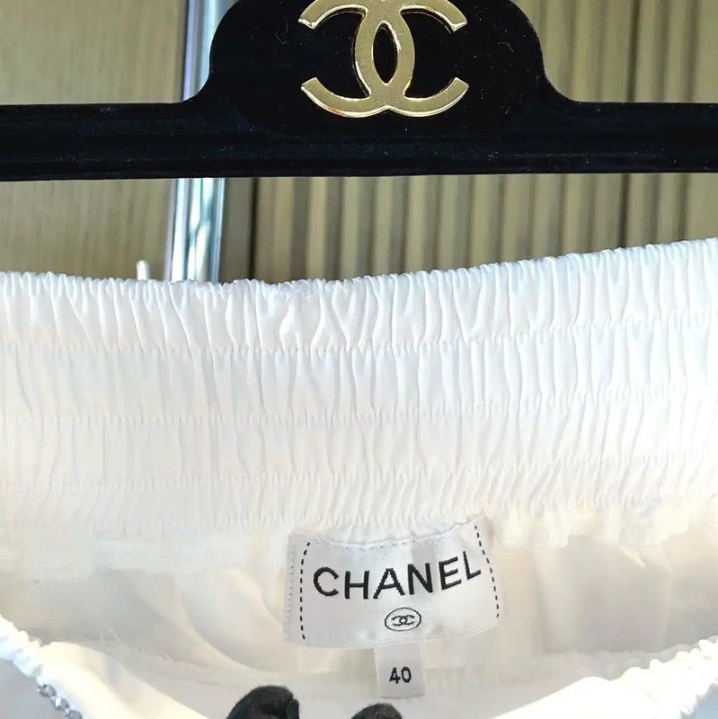 Chanel Chanel White Cotton Women's Shorts 0089 Size 23" - 8 Thumbnail