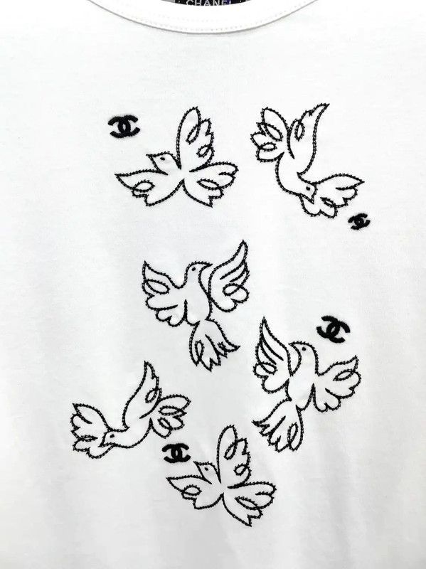 Chanel Chanel White Cotton Embroidered Short Sleeve Top 0089 Size L / US 10 / IT 46 - 5 Thumbnail