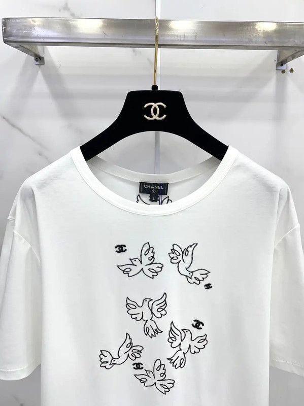 Chanel Chanel White Cotton Embroidered Short Sleeve Top 0089 Size L / US 10 / IT 46 - 3 Thumbnail