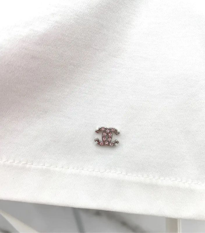 Chanel Chanel White Cotton Embroidered Short Sleeve Top 0089 Size L / US 10 / IT 46 - 7 Thumbnail