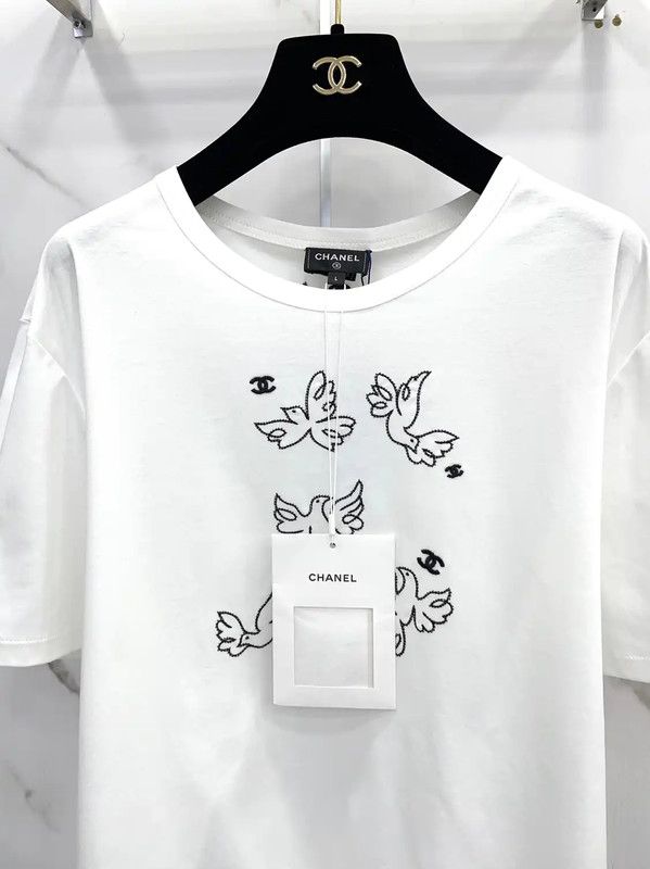 Chanel Chanel White Cotton Embroidered Short Sleeve Top 0089 Size L / US 10 / IT 46 - 9 Thumbnail