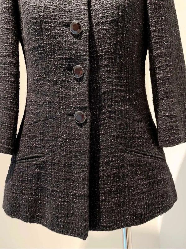 Chanel Chanel Black Cotton Blend Women's Jacket 0089 Size S / US 4 / IT 40 - 4 Thumbnail