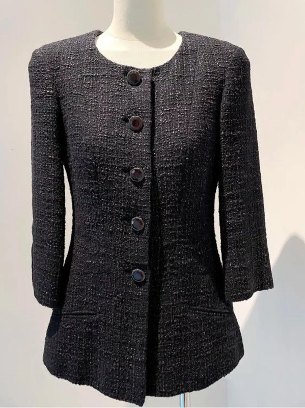 Chanel Chanel Black Cotton Blend Women's Jacket 0089 Size S / US 4 / IT 40 - 3 Thumbnail