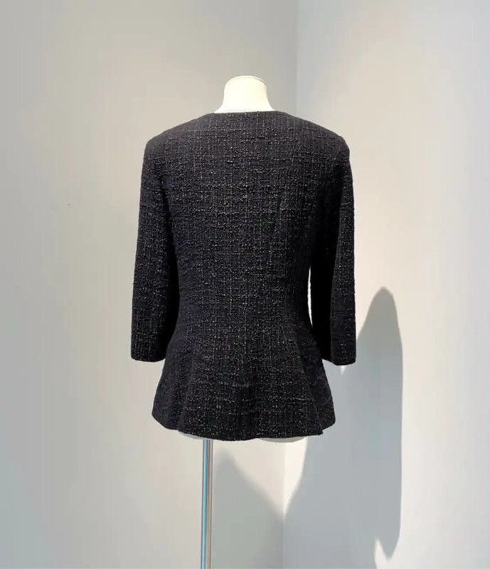Chanel Chanel Black Cotton Blend Women's Jacket 0089 Size S / US 4 / IT 40 - 2 Thumbnail