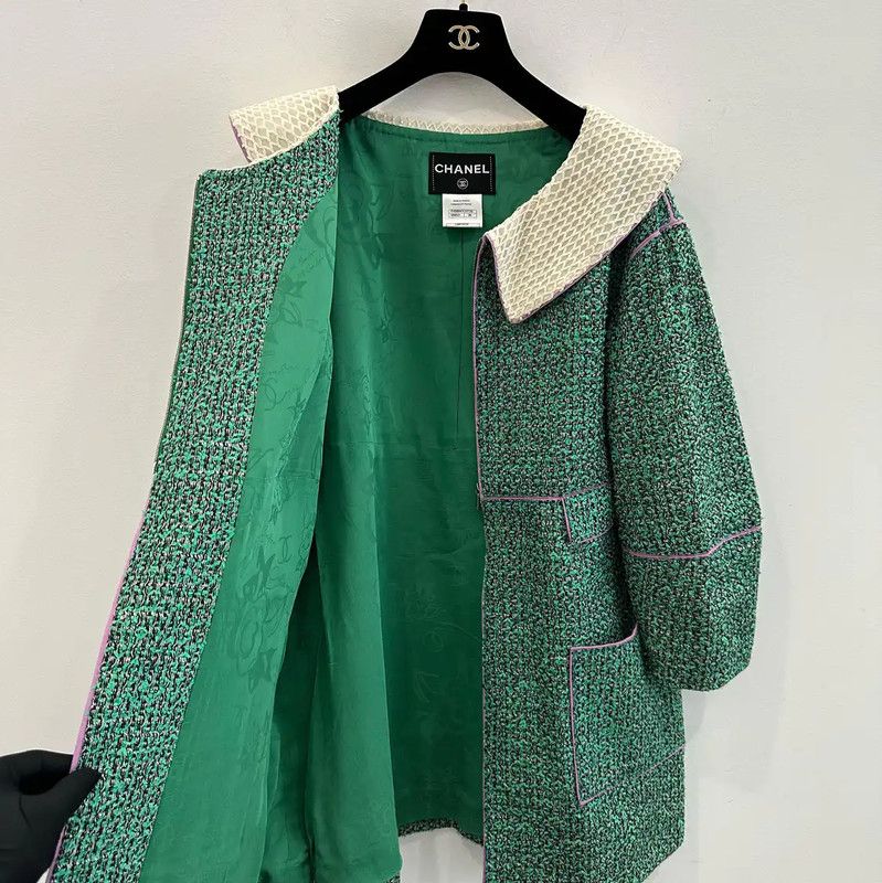 Chanel Chanel Green Cotton Coat for Women 0089 Size S / US 4 / IT 40 - 5 Thumbnail