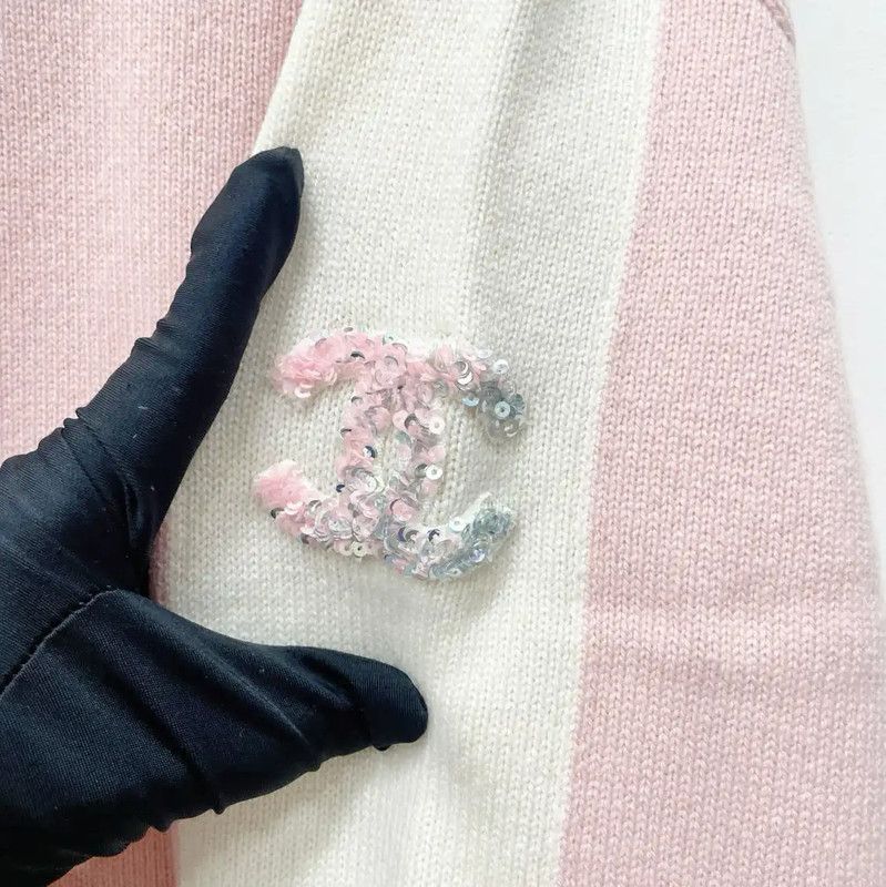 Chanel Chanel Pink Cashmere Long Sleeve Sweater 0089 Size L / US 10 / IT 46 - 3 Thumbnail