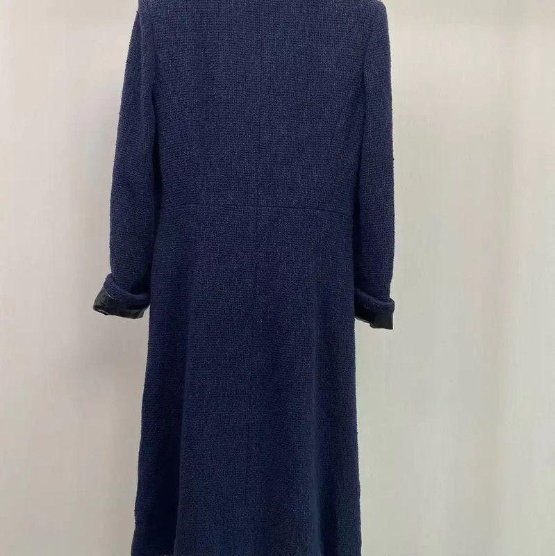 Chanel Chanel Navy Blue Women's Trench Coat 0089 Size ONE SIZE - 6 Thumbnail