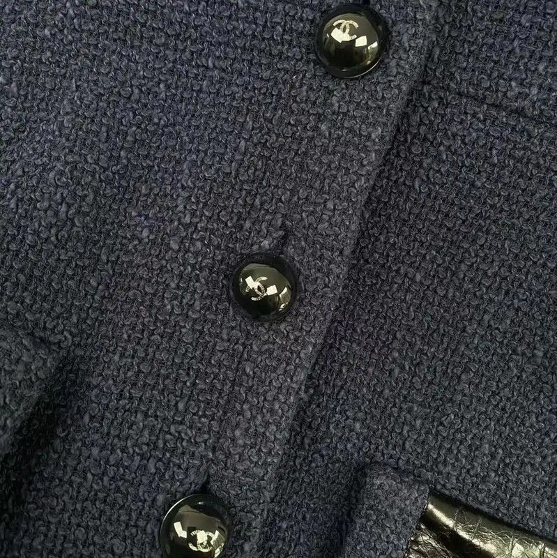 Chanel Chanel Navy Blue Women's Trench Coat 0089 Size ONE SIZE - 3 Thumbnail