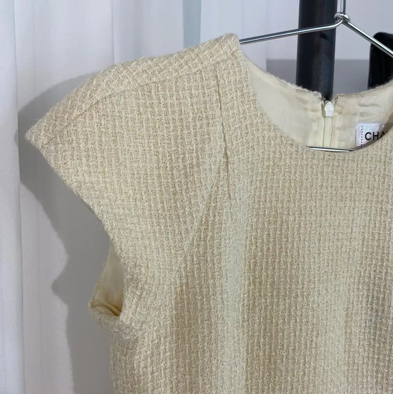 Chanel Chanel Light Yellow Cotton Blend Dress for Women 0089 Size S / US 4 / IT 40 - 2 Thumbnail