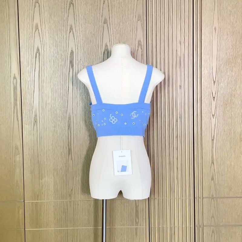 Chanel Chanel Summer Blue Crop Top with Embroidery 0089 Size S / US 4 / IT 40 - 3 Thumbnail