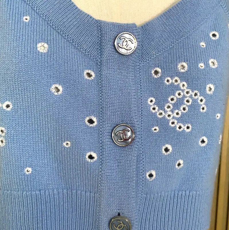 Chanel Chanel Summer Blue Crop Top with Embroidery 0089 Size S / US 4 / IT 40 - 5 Thumbnail