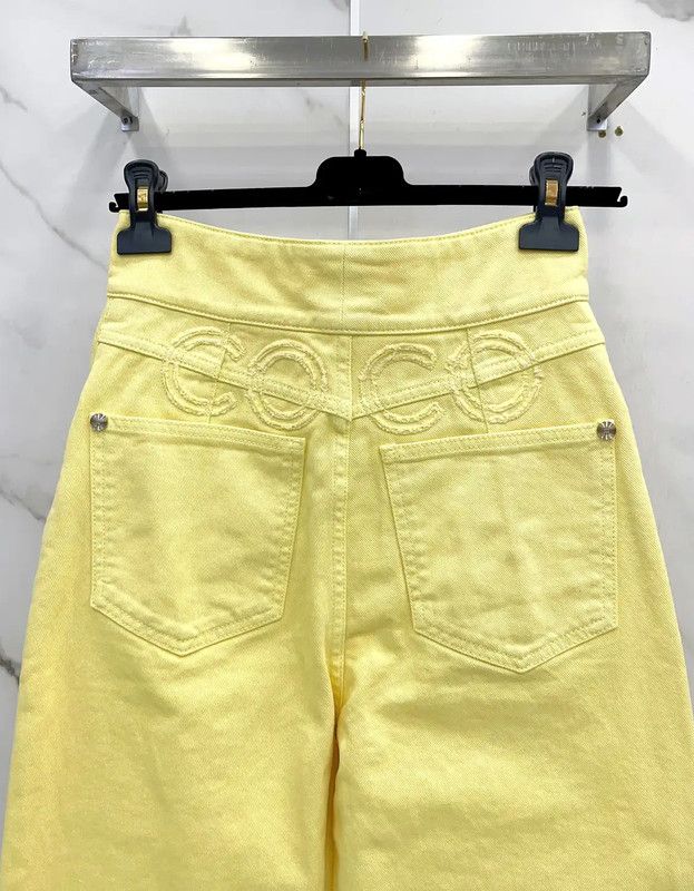 Chanel Chanel Spring Autumn Yellow Cotton Pants 0089 Size 23" - 10 Thumbnail