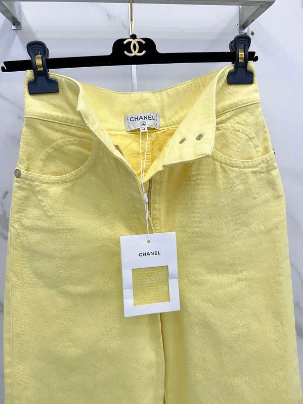 Chanel Chanel Spring Autumn Yellow Cotton Pants 0089 Size 23" - 7 Thumbnail