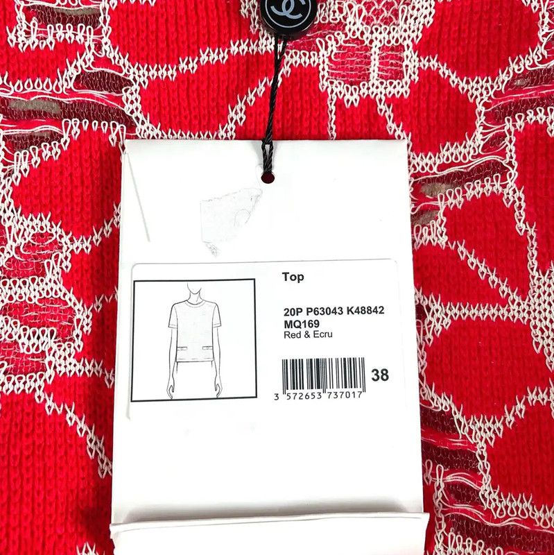 Chanel Chanel Red Wool Blend Short Sleeve T-Shirt 0089 Size S / US 4 / IT 40 - 8 Thumbnail