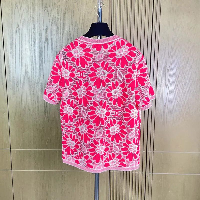Chanel Chanel Red Wool Blend Short Sleeve T-Shirt 0089 Size S / US 4 / IT 40 - 2 Thumbnail