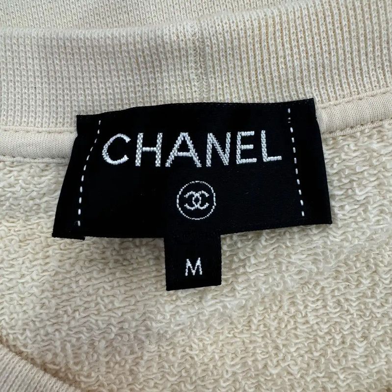 Chanel Chanel Beige Cotton Women's Sweatshirt 0089 Size M / US 6-8 / IT 42-44 - 6 Thumbnail