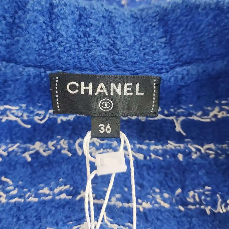 Chanel Chanel Blue Cotton Women's Cardigan 0089 Size M / US 6-8 / IT 42-44 - 3 Thumbnail