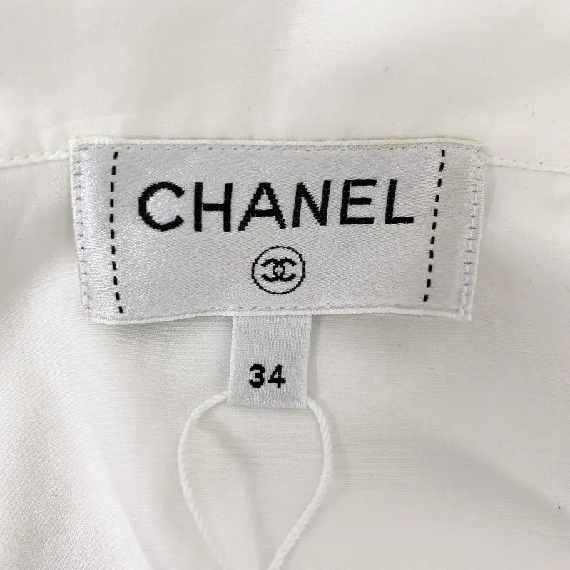 Chanel Chanel White Ruffled Cropped Shirt for Summer 0089 Size XS / US 0-2 / IT 36-38 - 6 Thumbnail