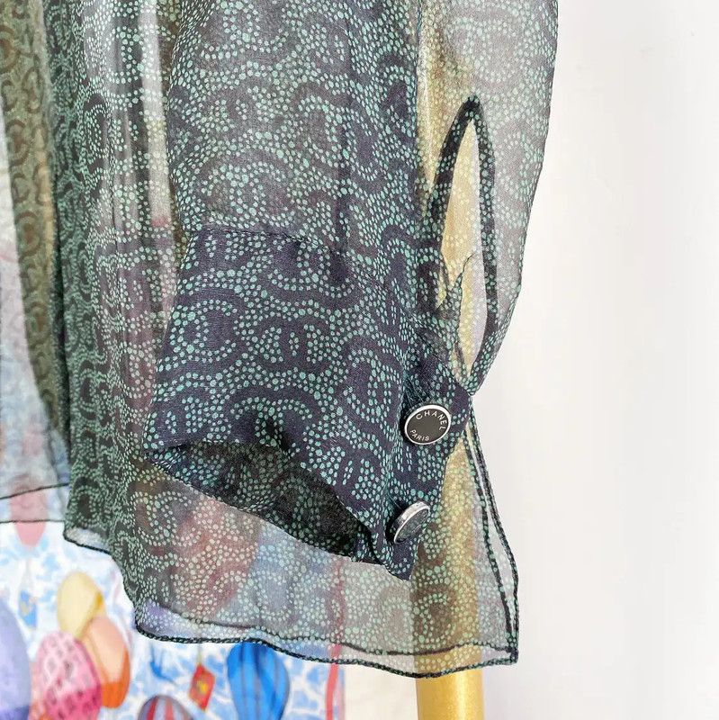 Chanel Chanel Sheer Long Sleeve Silk Shirt in Multicolor 0089 Size XS / US 0-2 / IT 36-38 - 6 Thumbnail