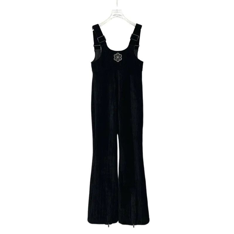 Chanel Chanel Black Cotton Women's Overalls 0089 Size 23" - 2 Thumbnail