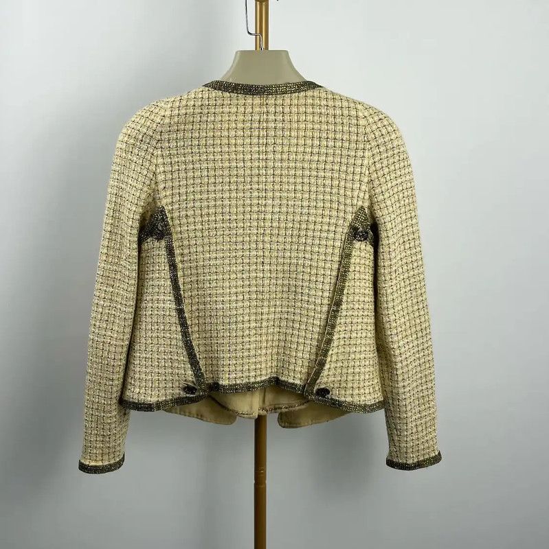 Chanel Chanel Gold Cotton Women's Jacket 0089 Size M / US 6-8 / IT 42-44 - 2 Thumbnail