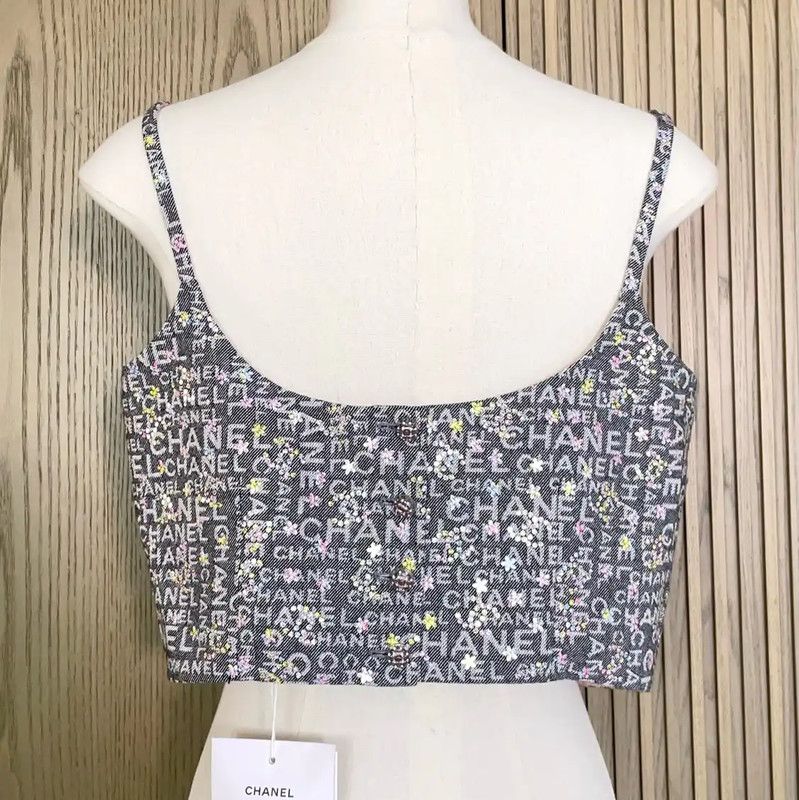 Chanel Chanel Summer Gray Embroidered Sequin Tank Top 0089 Size S / US 4 / IT 40 - 6 Thumbnail