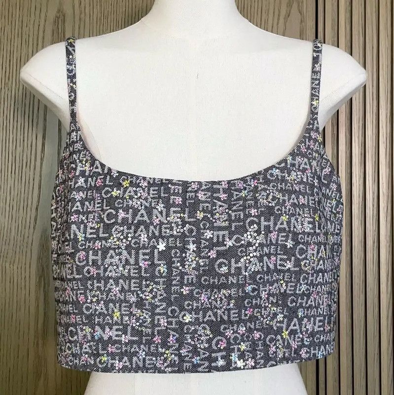 Chanel Chanel Summer Gray Embroidered Sequin Tank Top 0089 Size S / US 4 / IT 40 - 4 Thumbnail