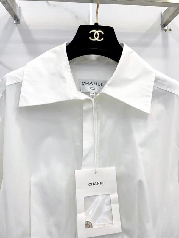Chanel Chanel White Cotton Long Sleeve Top 0089 Size M / US 6-8 / IT 42-44 - 4 Thumbnail