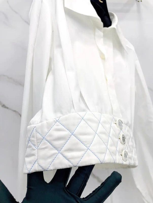 Chanel Chanel White Cotton Long Sleeve Top 0089 Size M / US 6-8 / IT 42-44 - 8 Thumbnail