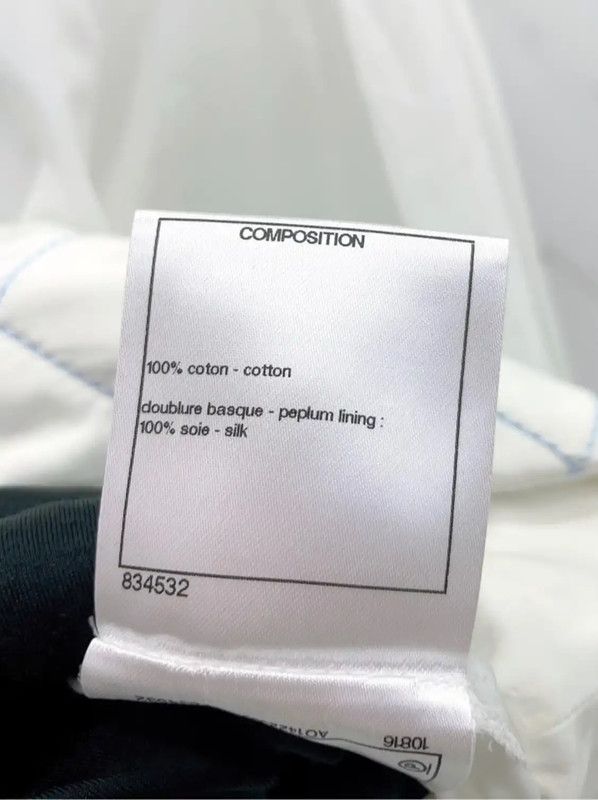 Chanel Chanel White Cotton Long Sleeve Top 0089 Size M / US 6-8 / IT 42-44 - 10 Thumbnail