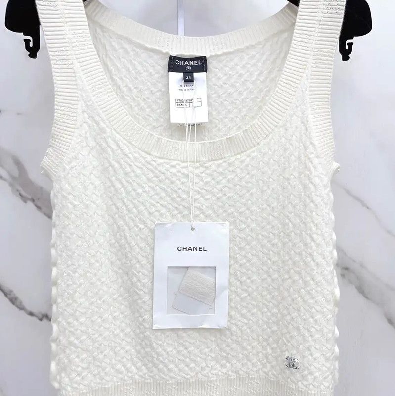 Chanel Chanel White Cashmere Women's T-Shirt 0089 Size S / US 4 / IT 40 - 6 Thumbnail