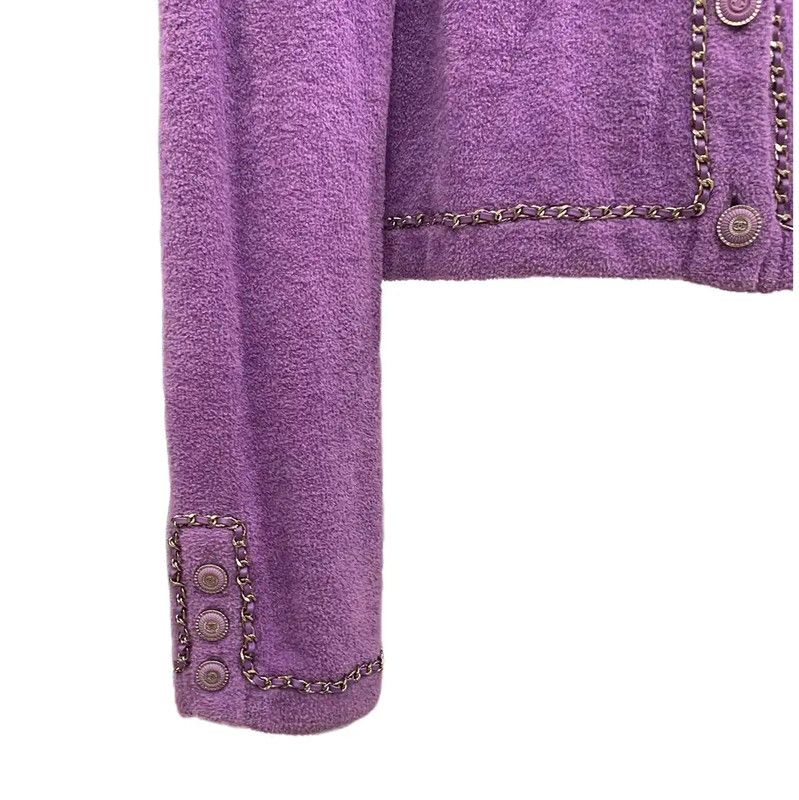 Chanel Chanel Purple Cotton Long Sleeve Cardigan 0089 Size S / US 4 / IT 40 - 4 Thumbnail