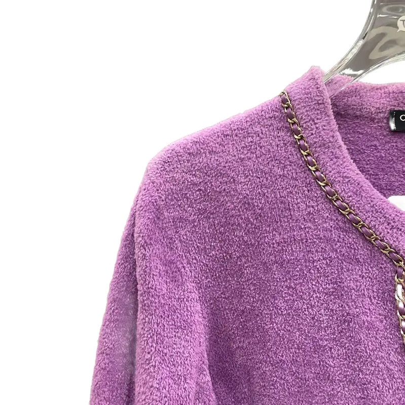 Chanel Chanel Purple Cotton Long Sleeve Cardigan 0089 Size S / US 4 / IT 40 - 3 Thumbnail