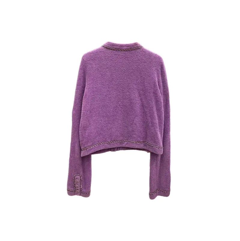Chanel Chanel Purple Cotton Long Sleeve Cardigan 0089 Size S / US 4 / IT 40 - 2 Thumbnail