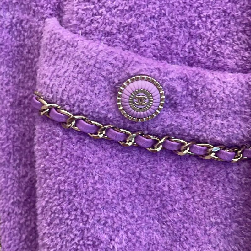 Chanel Chanel Purple Cotton Long Sleeve Cardigan 0089 Size S / US 4 / IT 40 - 8 Thumbnail