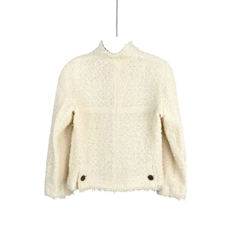 Chanel Chanel Ivory Wool Women's Jacket 0089 Size ONE SIZE - 2 Thumbnail