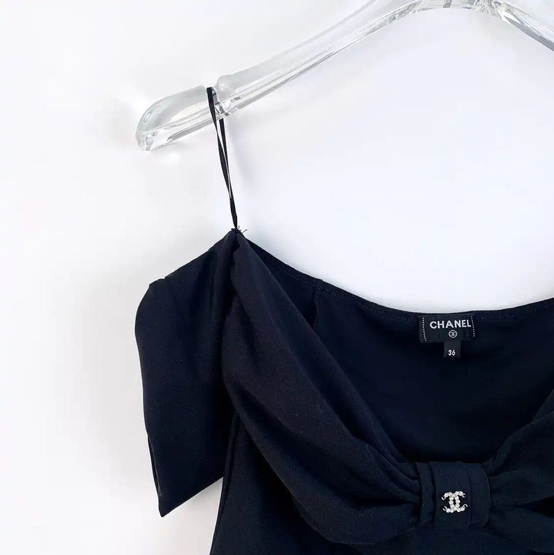 Chanel Chanel Black Off-Shoulder Short Sleeve Top 0089 Size XS / US 0-2 / IT 36-38 - 3 Thumbnail