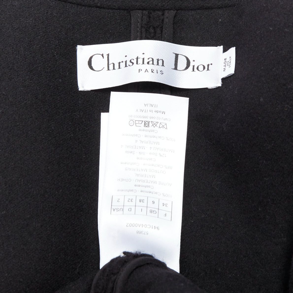 Dior DIOR 100% cashmere black teddy textured pocketed coat FR34 XS Size XS / US 0-2 / IT 36-38 - 9 Thumbnail