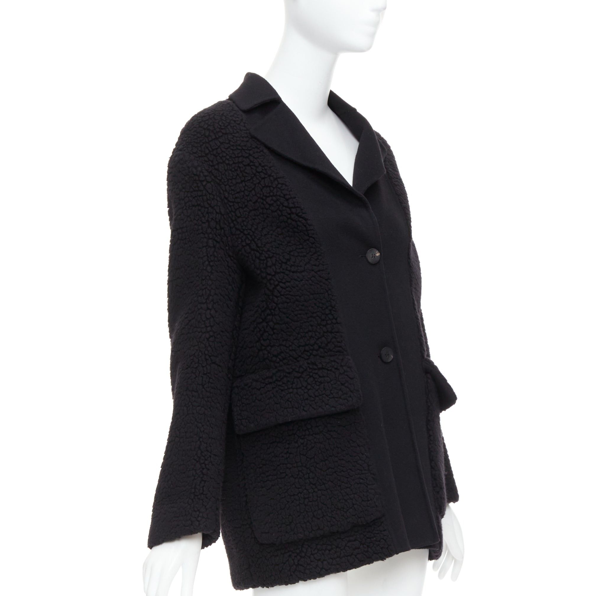 Dior DIOR 100% cashmere black teddy textured pocketed coat FR34 XS Size XS / US 0-2 / IT 36-38 - 4 Thumbnail